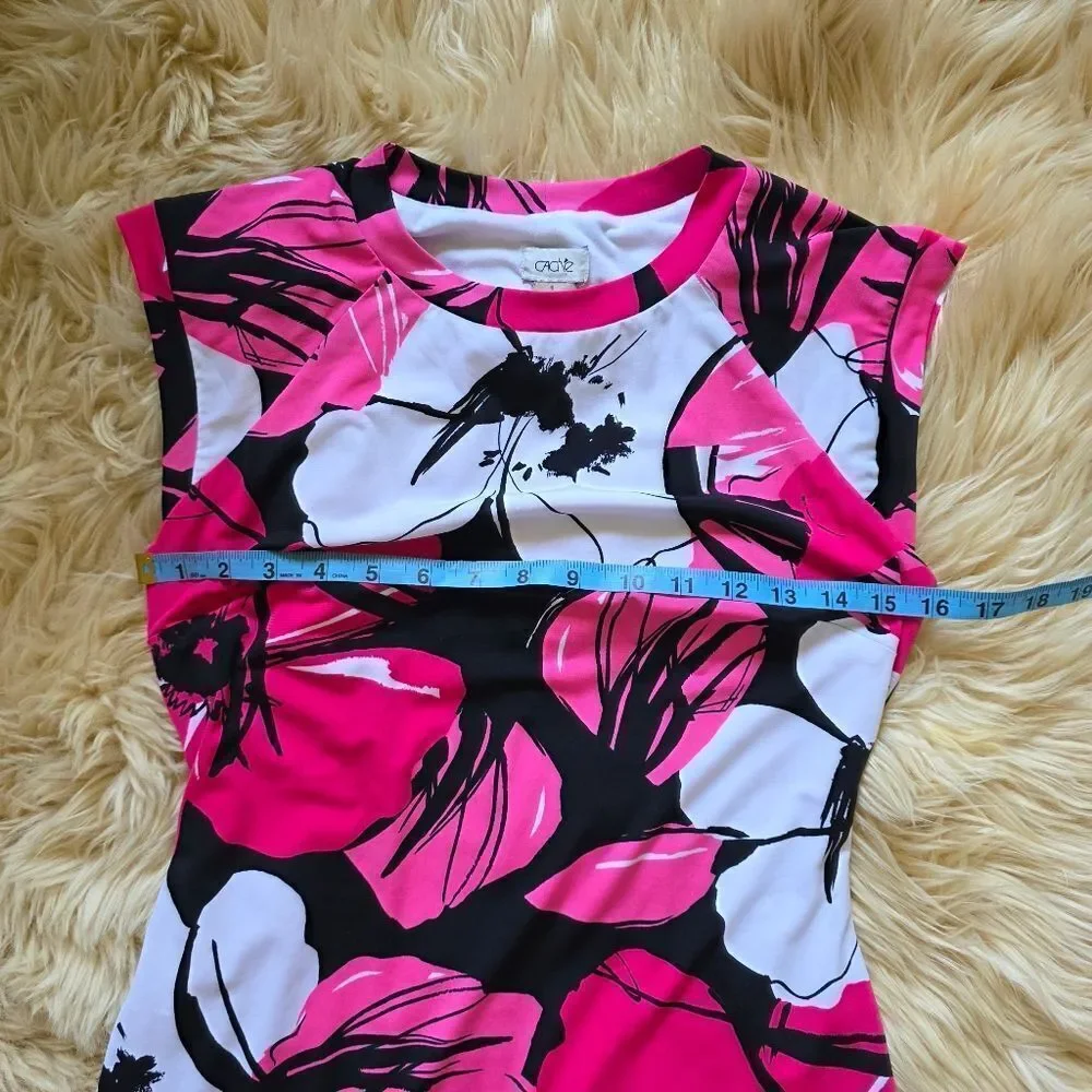 Vintage Y2K Cache Pink And Black Floral Print Mini Dress Size 6